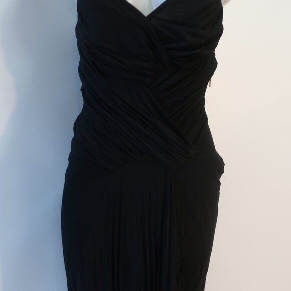 Womens Roberto Cavalli Black Ruched Dress W/Gold Hardware 42/S - Picture 9 of 14